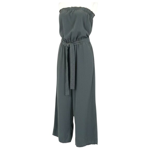 Anthropologie Cloth & Stone Dusty Teal Strapless Wide Leg Jumpsuit M Coastal - Picture 11 of 11
